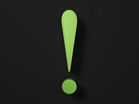 Exclamation mark symbol on a black background. 3d illustration.の写真素材