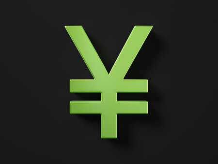 Yen symbol on a black background. 3d illustration.の写真素材