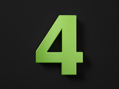 Number four on a black background. 3d illustration.の写真素材