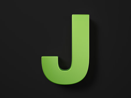 Letter J on a black background. 3d illustration.の写真素材