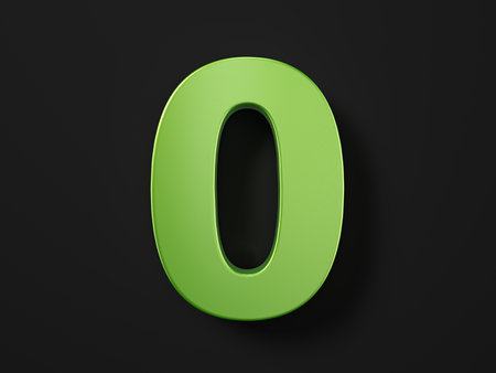 Number zero on a black background. 3d illustration.の写真素材