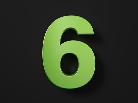 Number six on a black background. 3d illustration.の写真素材