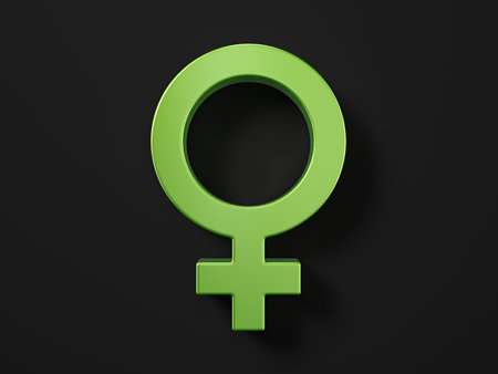Gender woman symbol on a black background. 3d illustration.の写真素材