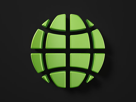 Globe symbol on a black background. 3d illustration.の写真素材