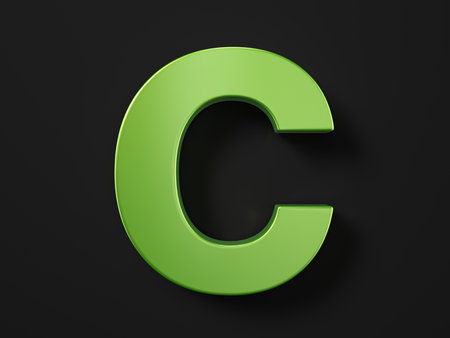 Letter C on a black background. 3d illustration.の写真素材