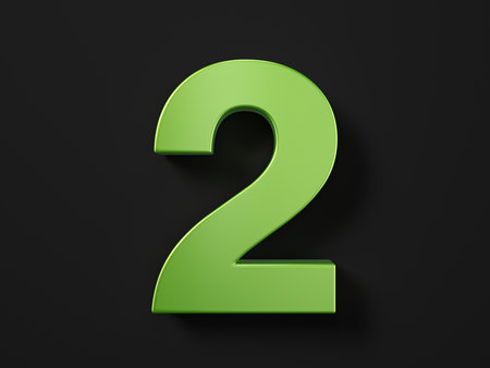 Number two on a black background. 3d illustration.の写真素材