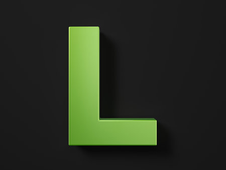 Green letter L on a black background. 3d illustration.の写真素材