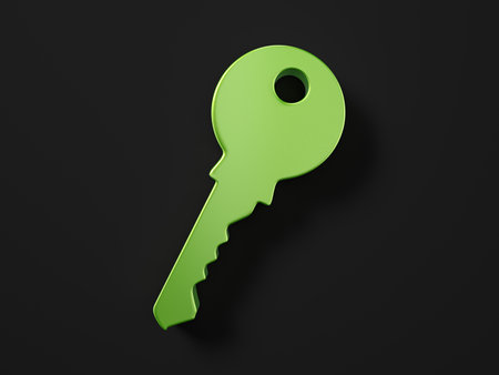 Key symbol on a black background. 3d illustration.の写真素材