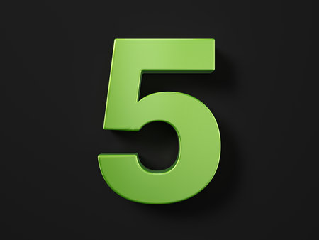 Number five on a black background. 3d illustration.の写真素材