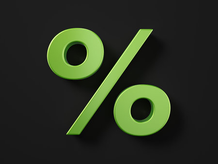 Percentage symbol on a black background. 3d illustration.の写真素材