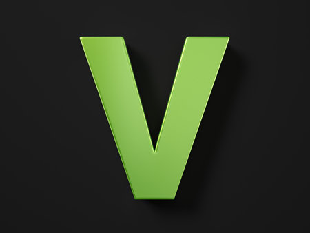 Letter V on a black background. 3d illustration.の写真素材