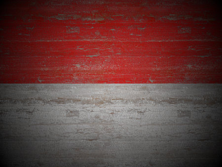 Old wooden Indonesia flag background. 3d illustration.の写真素材