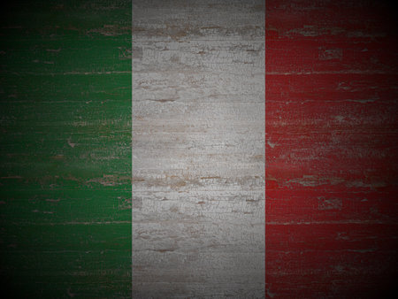 Old wooden Italy flag background. 3d illustration.の写真素材