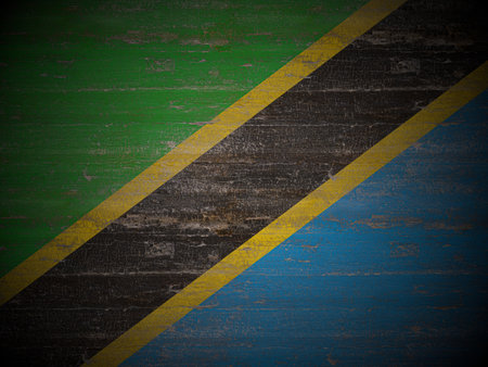 Old wooden Tanzania flag background. 3d illustration.の写真素材