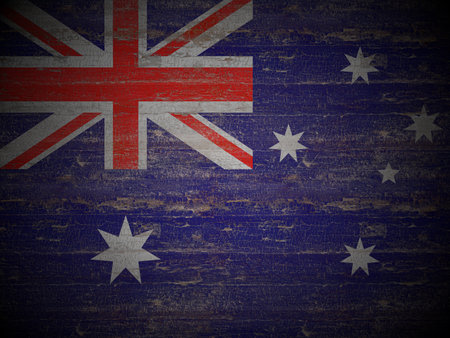 Old wooden Australia flag background. 3d illustration.の写真素材