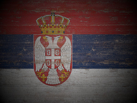 Old wooden Serbia flag background. 3d illustration.の写真素材