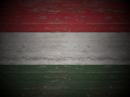 Old wooden Hungary flag background. 3d illustration.の写真素材