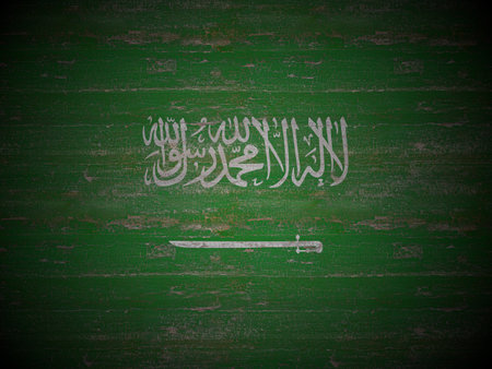 Old wooden Saudi Arabia flag background. 3d illustration.の写真素材
