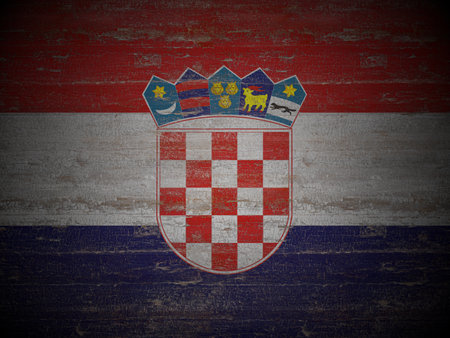 Old wooden Croatia flag background. 3d illustration.の写真素材