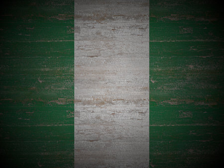 Old wooden Nigeria flag background. 3d illustration.の写真素材