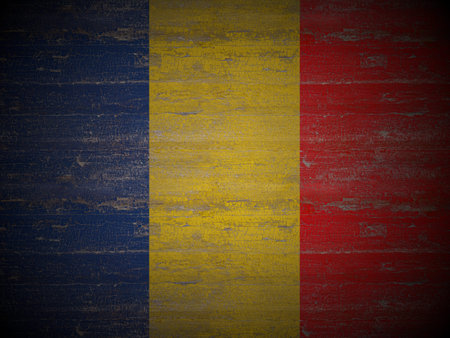 Old wooden Romania flag background. 3d illustration.の写真素材