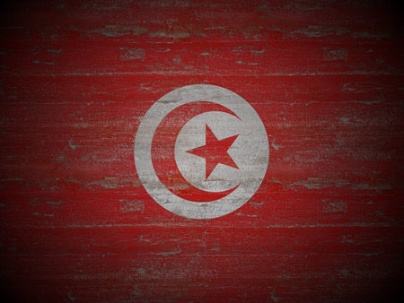 Old wooden Tunisia flag background. 3d illustration.の写真素材