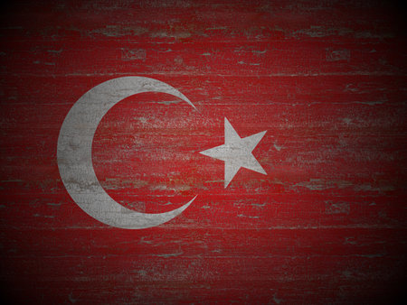 Old wooden Turkey flag background. 3d illustration.の写真素材