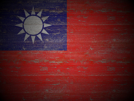 Old wooden Taiwan flag background. 3d illustration.の写真素材