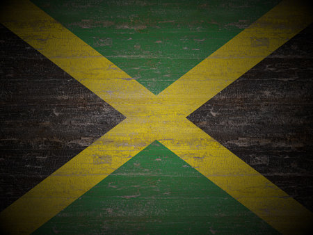 Old wooden Jamaica flag background. 3d illustration.の写真素材