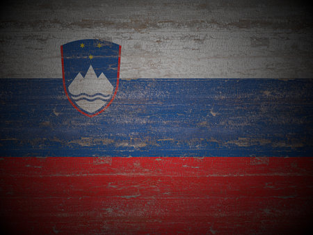 Old wooden Slovenia flag background. 3d illustration.の写真素材