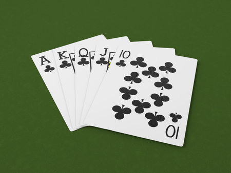 Playing cards on a table background. 3d illustration.