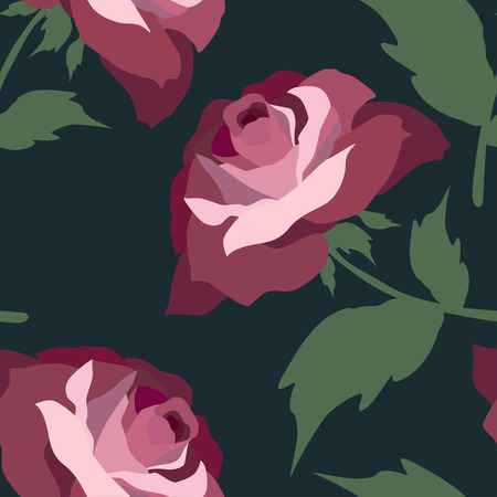 Pattern with rose flowers.Seamless vector floral print.Colorful textile textureのイラスト素材