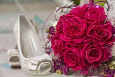shoes and accessories are a bride before her weddingの写真素材