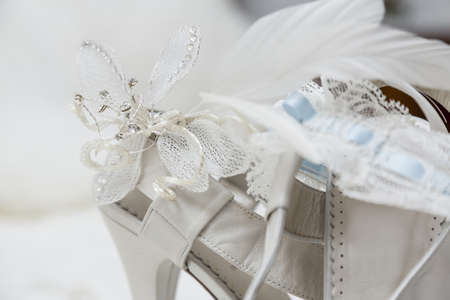 shoes and accessories are a bride before her weddingの写真素材