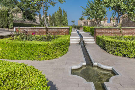 Are the gardens and fountains of La Alcazaba monument located in Almeria  Spain   A fortress built by the Arabs to protect Christiansのeditorial素材