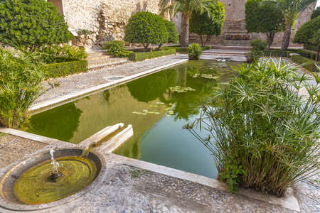 Are the gardens and fountains of La Alcazaba monument located in Almeria (Spain). A fortress built by the Arabs to protect Christiansのeditorial素材