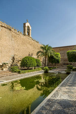 Are the gardens and fountains of La Alcazaba monument located in Almeria (Spain). A fortress built by the Arabs to protect Christiansのeditorial素材