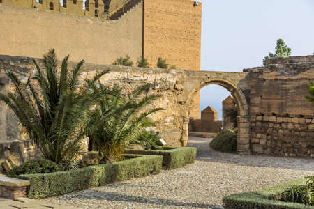 Are the gardens and fountains of La Alcazaba monument located in Almeria (Spain). A fortress built by the Arabs to protect Christiansのeditorial素材