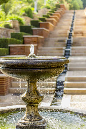 Are the gardens and fountains of La Alcazaba monument located in Almeria (Spain). A fortress built by the Arabs to protect Christiansのeditorial素材