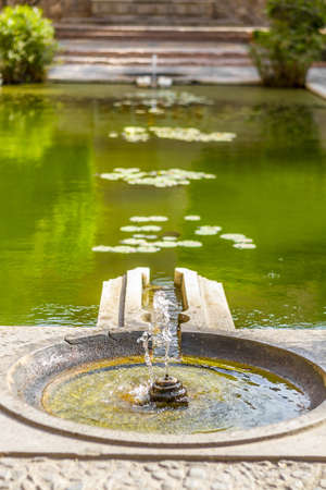 Are the gardens and fountains of La Alcazaba monument located in Almeria (Spain). A fortress built by the Arabs to protect Christiansのeditorial素材
