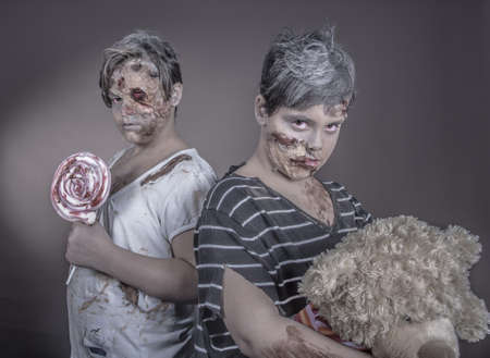 are some girls dressed as zombiesの写真素材