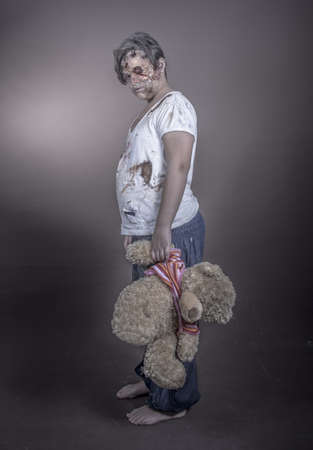 is a girl disguised as a zombieの写真素材