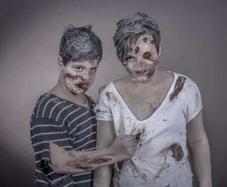 is a girl disguised as a zombieの写真素材