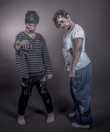 are some girls dressed as zombiesの写真素材