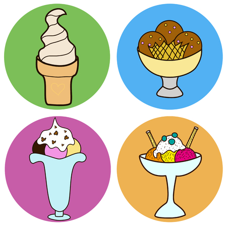 Vector ice cream set. Sticker or print design collectionのイラスト素材