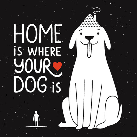Typography poster with pet animal and humanのイラスト素材