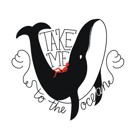 Inspirational illustration with sea animalのイラスト素材