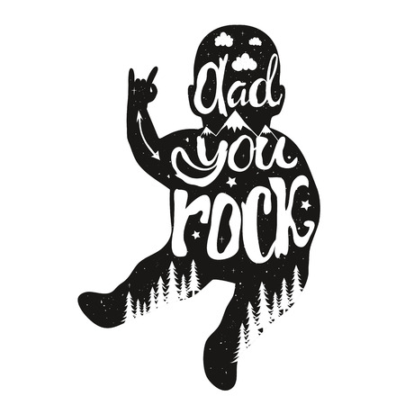 Inspirational typography poster with clouds, stars, arrow, pine forest and mountains. Funny print design with kidのイラスト素材