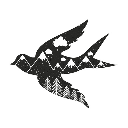 Inspirational and motivational illustration with animal and natureのイラスト素材