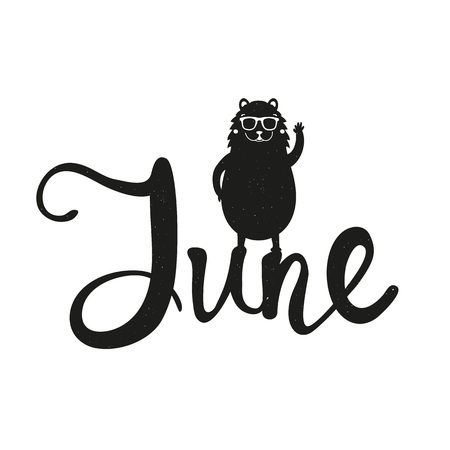 Summer typography poster with vintage texture and cute animalのイラスト素材